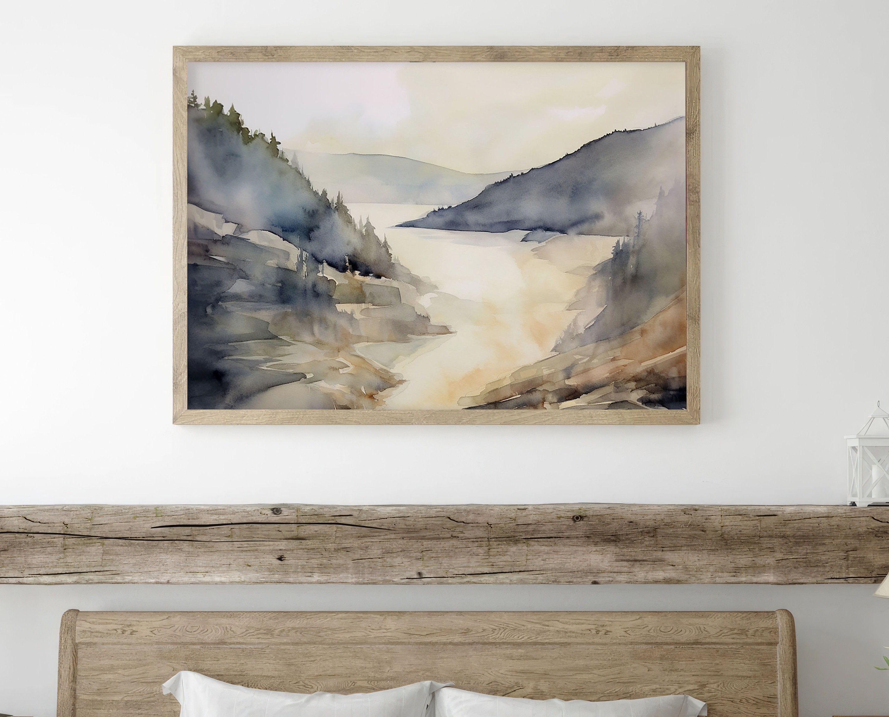 【DISCERNMENT】Water painting standard painting hood Mount Hood Print Oregon Watercolor Painting Mountain River