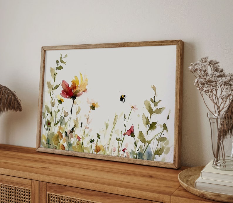 Wildflowers Watercolor Art Print Spring Flowers Painting Floral Wall ...