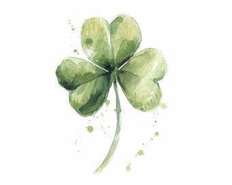 Kleeblatt Malerei Shamrocks Aquarell Kunstdruck Irland Wand Kunst irisches Geschenk irisch keltische Kunst St Patricks Day Dekor Blumen Kunstwerk
