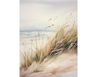 Hatteras Island Painting Sand Dunes Watercolor Art Print Sea Grass Landscape Coastal Wall Art Seascape Print Shore Artwork