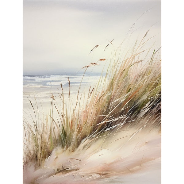 Hatteras Island Malerei Sanddünen Aquarell Kunstdruck Seegras Landschaft Küstenwandkunst Seelandschaft Print Shore Kunstwerk