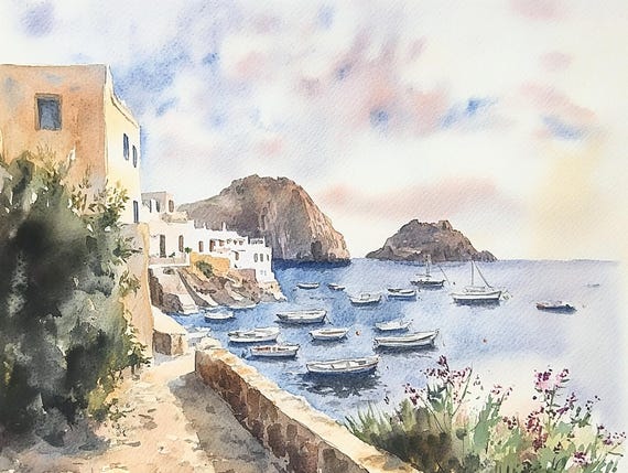 水彩画 イタリアの風景画 680 水彩画 イタリアの風景画 680 水彩画 イタリアの風景画 680