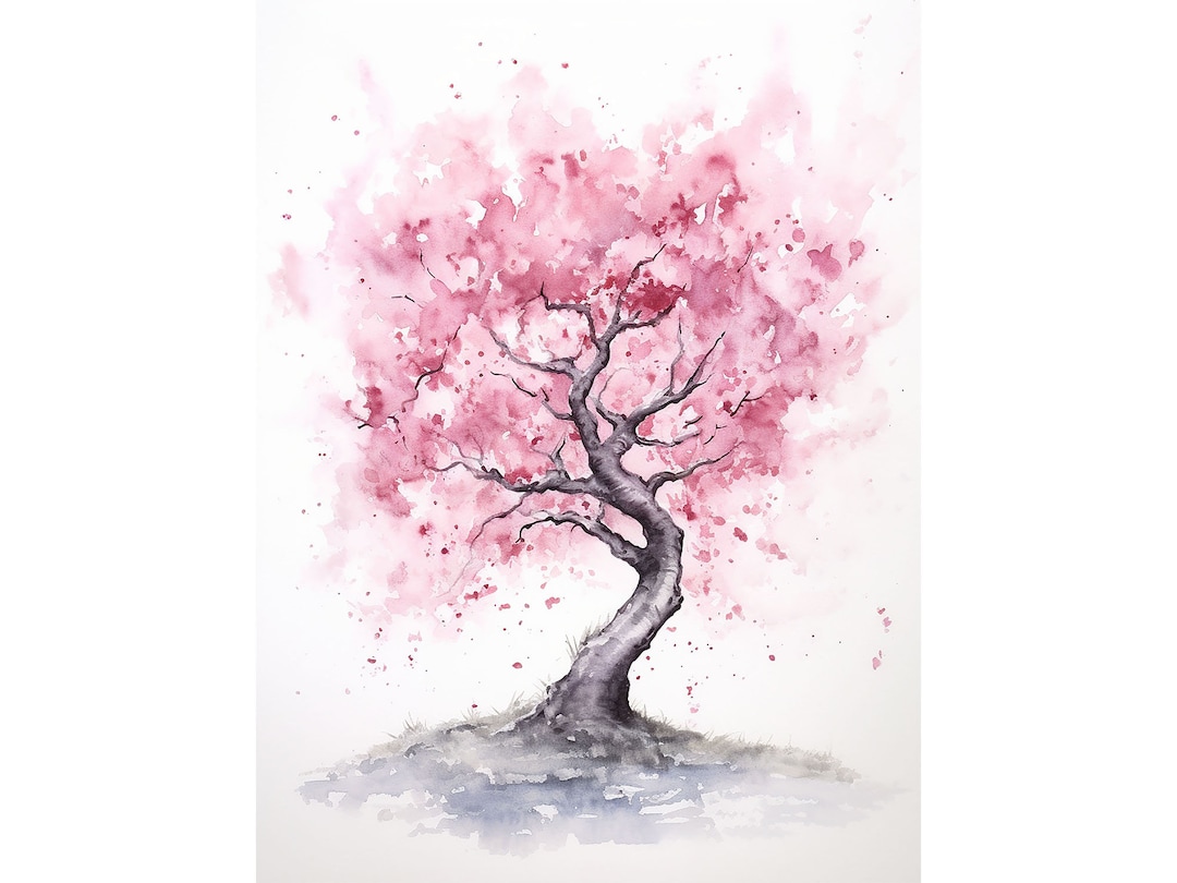 Sakura Painting Blossom Tree Watercolor Cherry Wall Art Japan Etsy UK