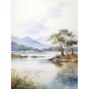 Killarney Lakes Painting Ireland Watercolor Print Irish Landscape Wall Art Mountain Valley Art Nature Artwork