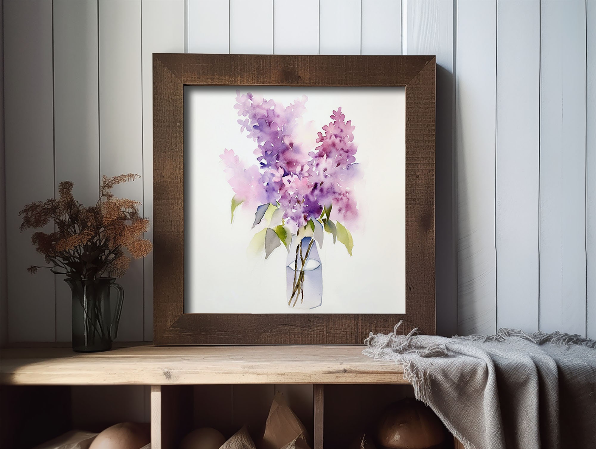 Lilac Painting Floral Watercolor Print Purple Flowers Wal Art Botanical ...