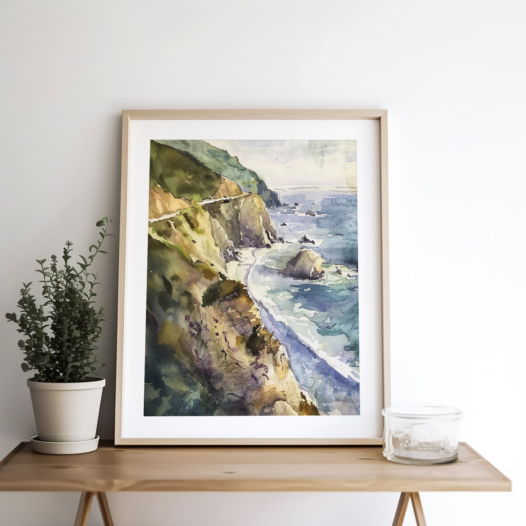 Big Sur Print California Coast Watercolor Art Print Travel Wall Print ...