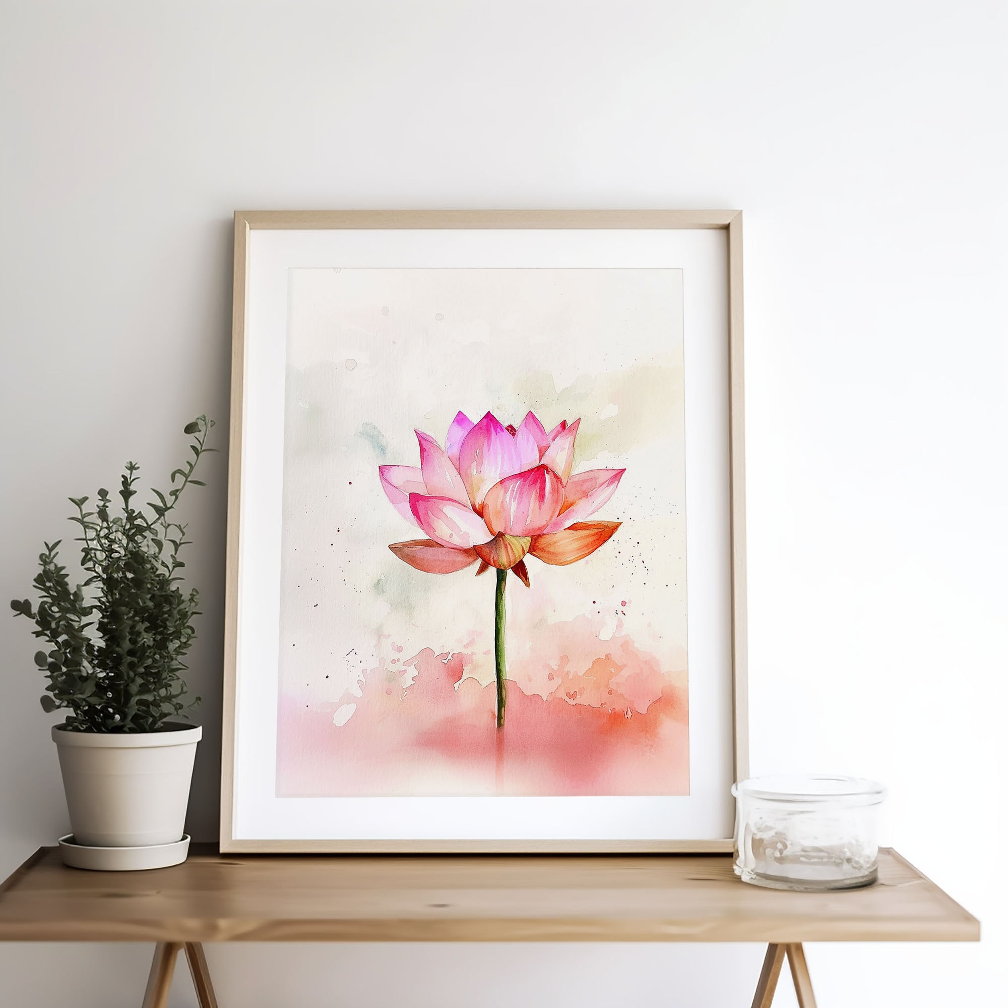 Pink Lotus Painting Lotus Flower Watercolor Art Waterlily Wall Art Pond ...