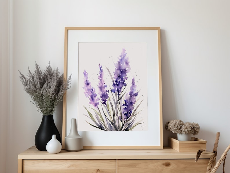 Lavender Watercolor Art Print Floral Wall Art Botanical Poster Modern ...