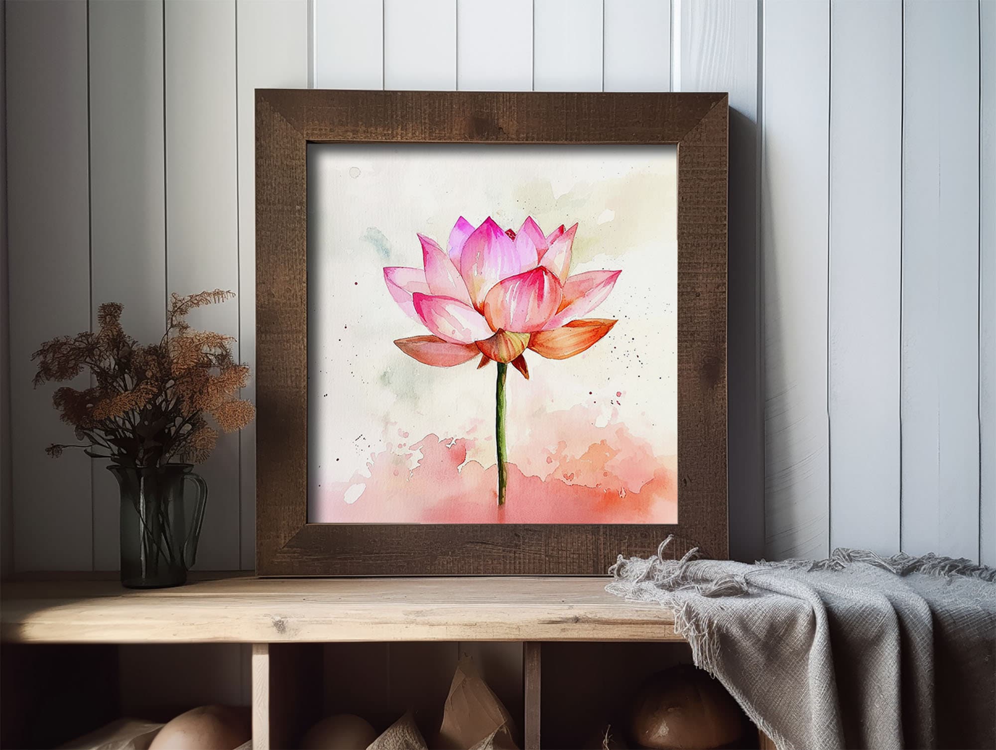 Pink Lotus Painting Lotus Flower Watercolor Art Waterlily Wall Art Pond ...