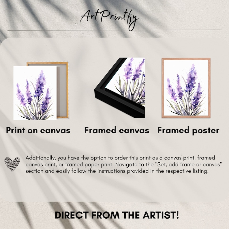 Lavender Watercolor Art Print Floral Wall Art Botanical Poster Modern ...