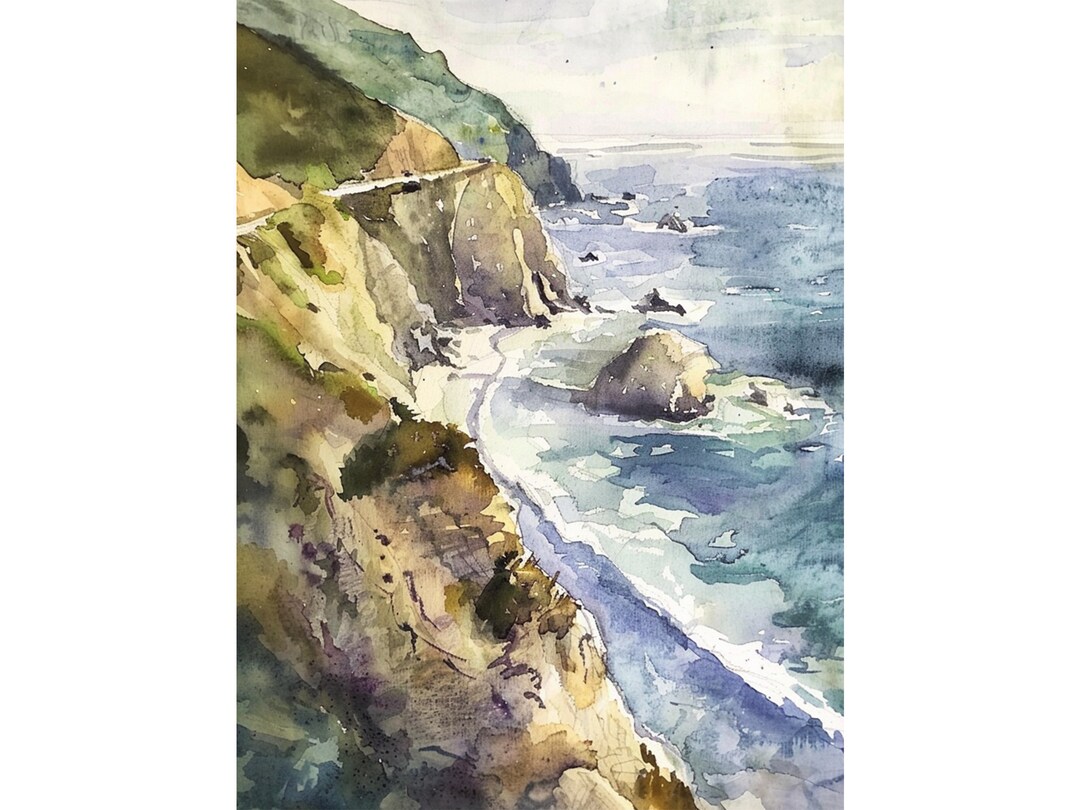 Big Sur Print California Coast Watercolor Art Print Travel Wall Print ...