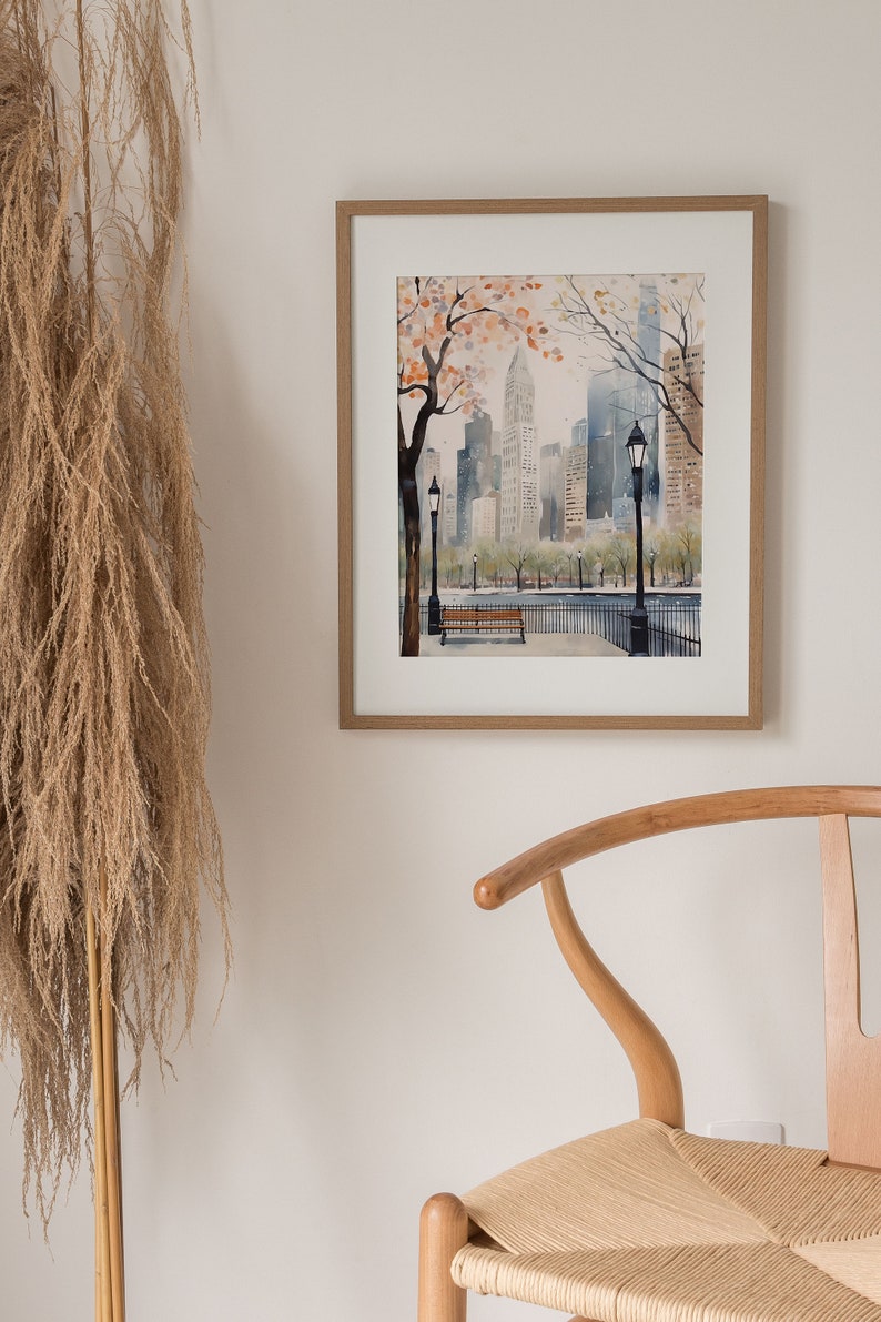 New York Painting NYC Skyline Watercolor Art Print Spring Cityscape ...