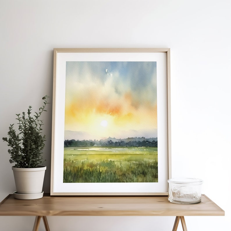 Marsh Painting Low Country Art Print Coastal Landscape Art Watercolor Print Beach House Decor Sunbeam Wall Art image 2