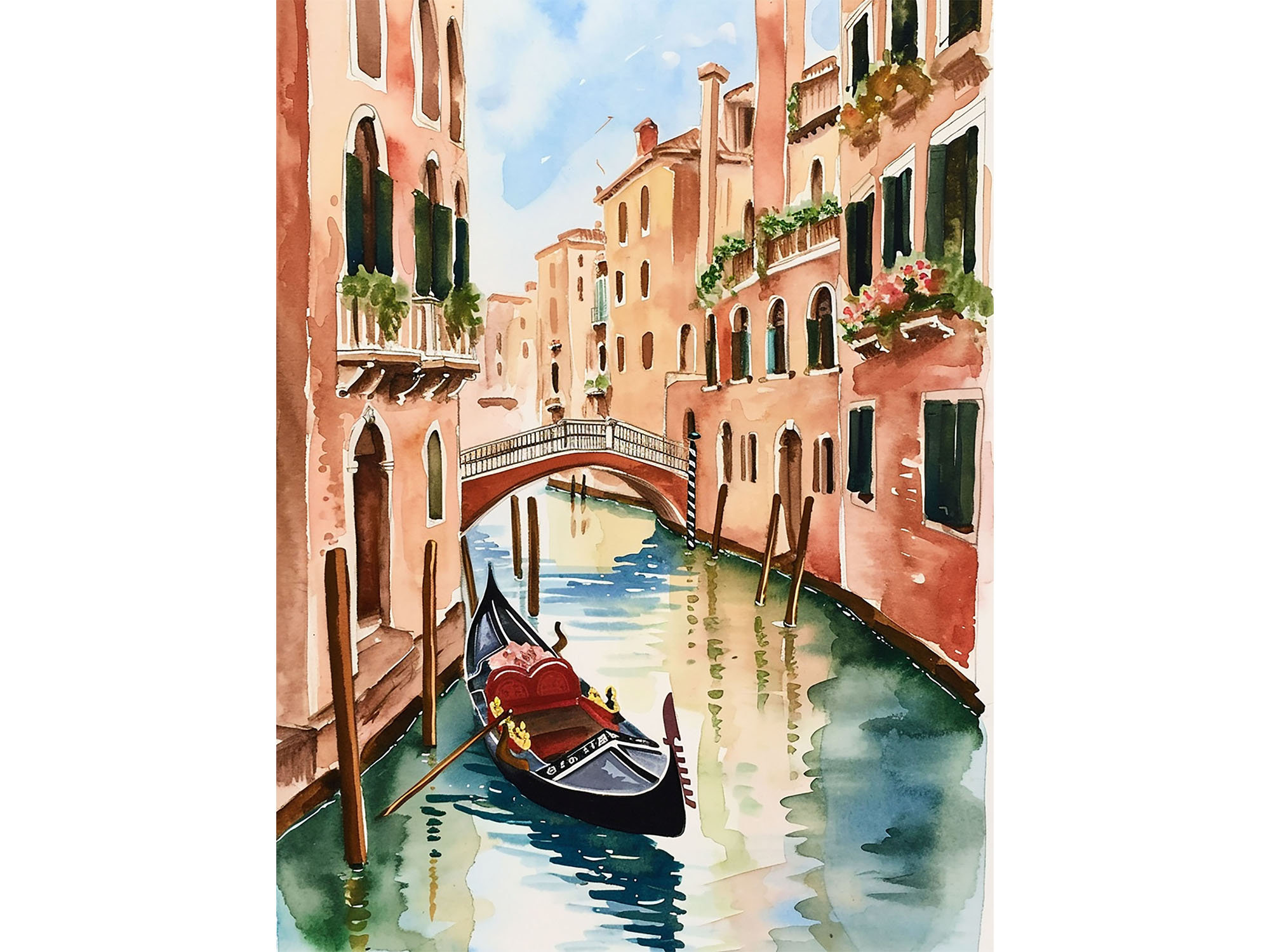 ヴェネツィアの絵画 イタリア 水彩画 アートプリント イタリアの街並み