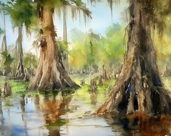 New Orleans Painting Streetcar Watercolor Mardi Gras Art Print Tram Art Cityscape Poster