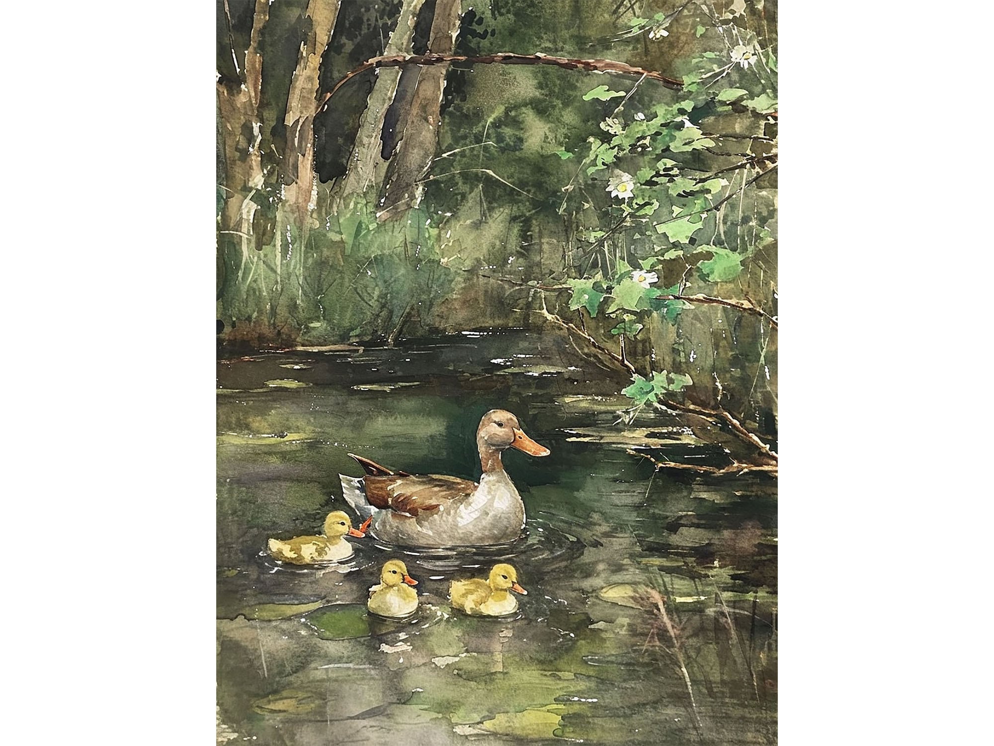 絵画「鴨の池の午後」　水彩画 絵画「鴨の池の午後」 水彩画