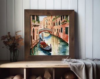 ヴェネツィアの絵画 イタリア 水彩画 アートプリント イタリアの街並み