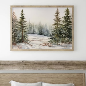 Snow Scene Watercolor Winter Landscape Art Print Idaho Painting Snowy ...
