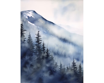 天の川の絵画 2枚セット 夜空 水彩画 プリント 銀河 壁アート 森の風景