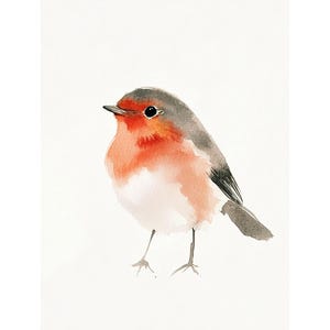 ロビンバードの絵画ミニマリストアートプリント オリジナルの水彩画の鳥の壁アート ファインアートプリント 素朴な壁の装飾