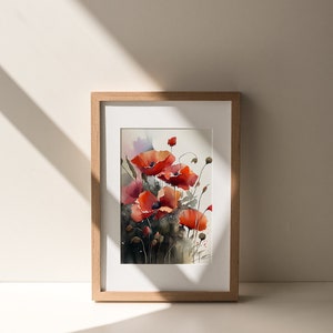 Poppy Painting Floral Watercolor Art Print Flowers Large Wall Art ...