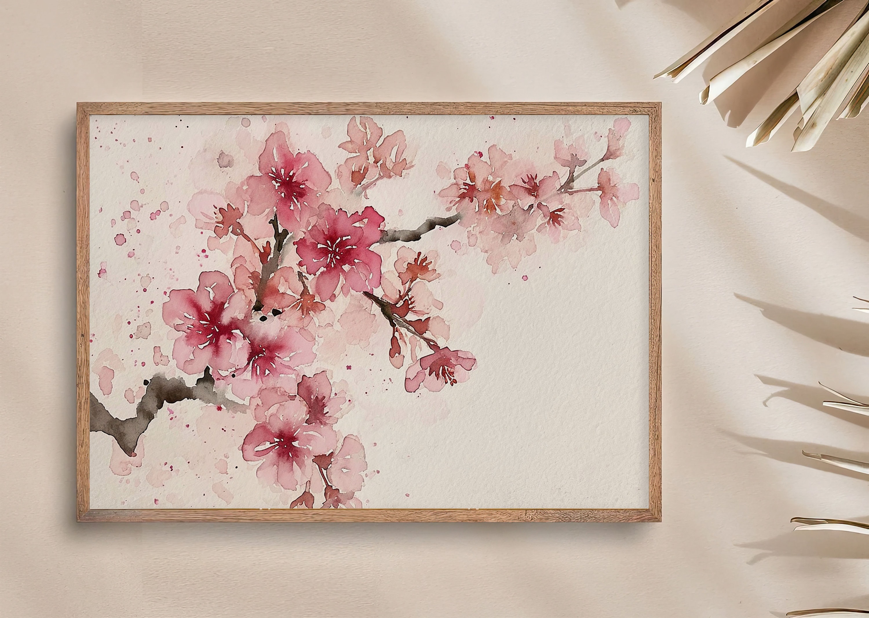 桜の絵画 桜の木の水彩画アートプリント 咲く木のプリント 桜の