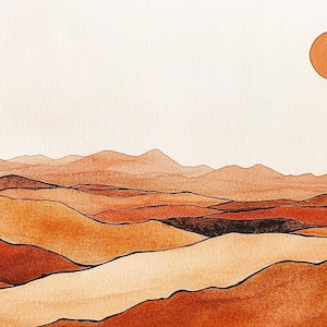 Minimalist Desert Painting Sedona Arizona Watercolor Art Print Rocky Landscape Wall Art Southwestern Print