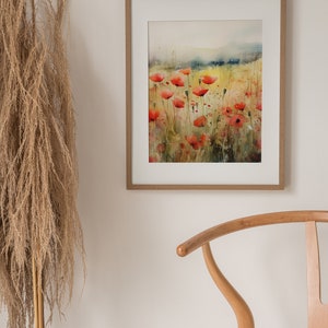 Tuscany Painting Wildflower Watercolor Art Print Poppies Field Italy ...