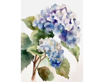 Hydrangea Painting Floral Art Print Floral Watercolor Print Garden Flowers Wall Art Spring Wall Decor