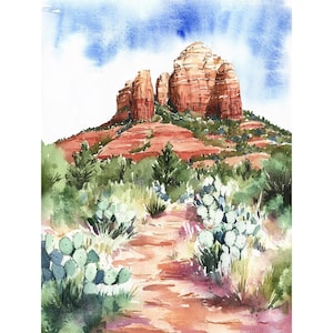 Arizona Malerei Kaktus Kunstdruck Wüste Landschaft Wand Kunst Red Rock State Park Sedona Arizona Poster