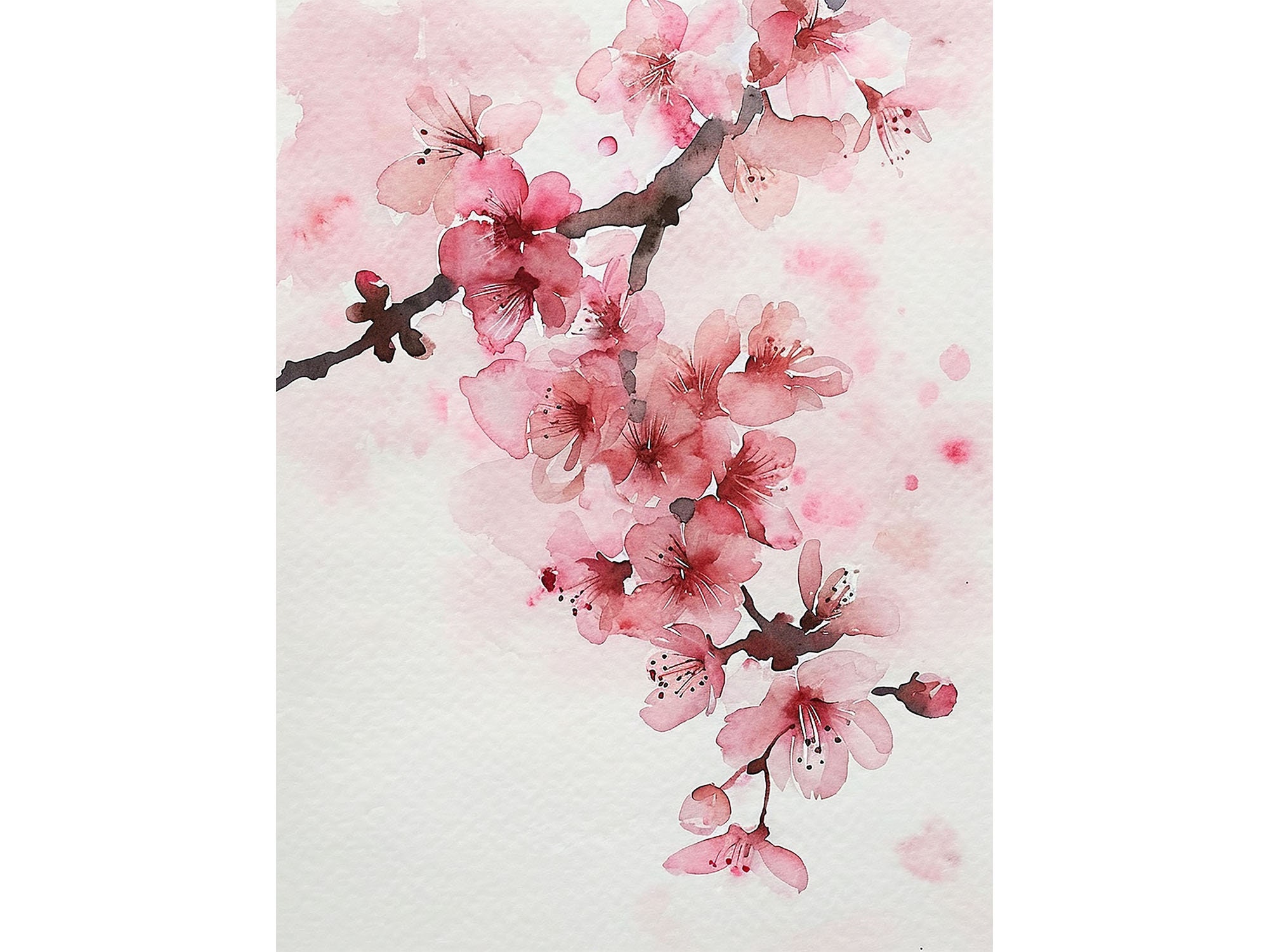 Cherry Blossom Painting Sakura Watercolor Art Print Flowering Tree