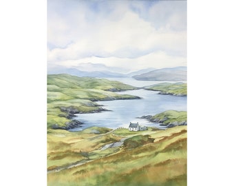 Ring Of Kerry Painting Ireland Watercolor Art Print County Kerry Coastal Landscape Wall Art Irish Seaside Artwork