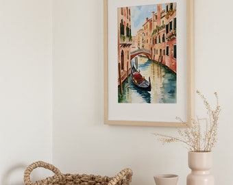 ヴェネツィアの絵画 イタリア 水彩画 アートプリント イタリアの街並み