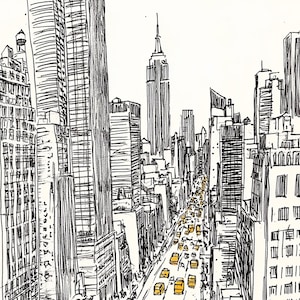 Pintura de Nueva York, horizonte de la ciudad de Nueva York, impresión artística de acuarela, arte de pared de paisaje urbano, póster de viaje, regalos de inauguración de la casa