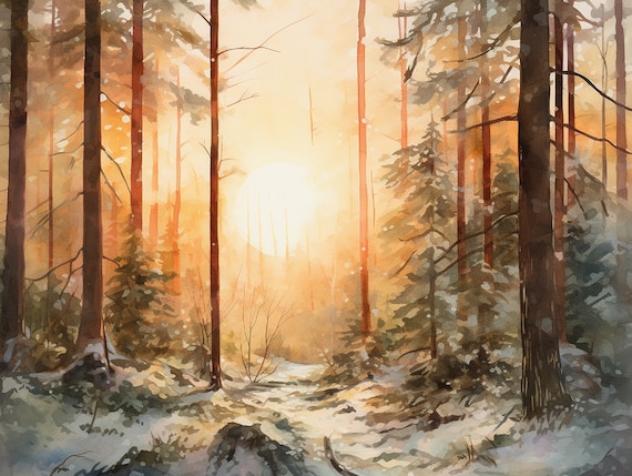 森林風景 水彩画