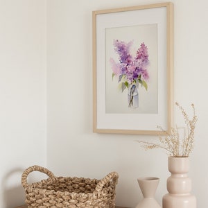 Lilac Painting Floral Watercolor Print Purple Flowers Wal Art Botanical ...