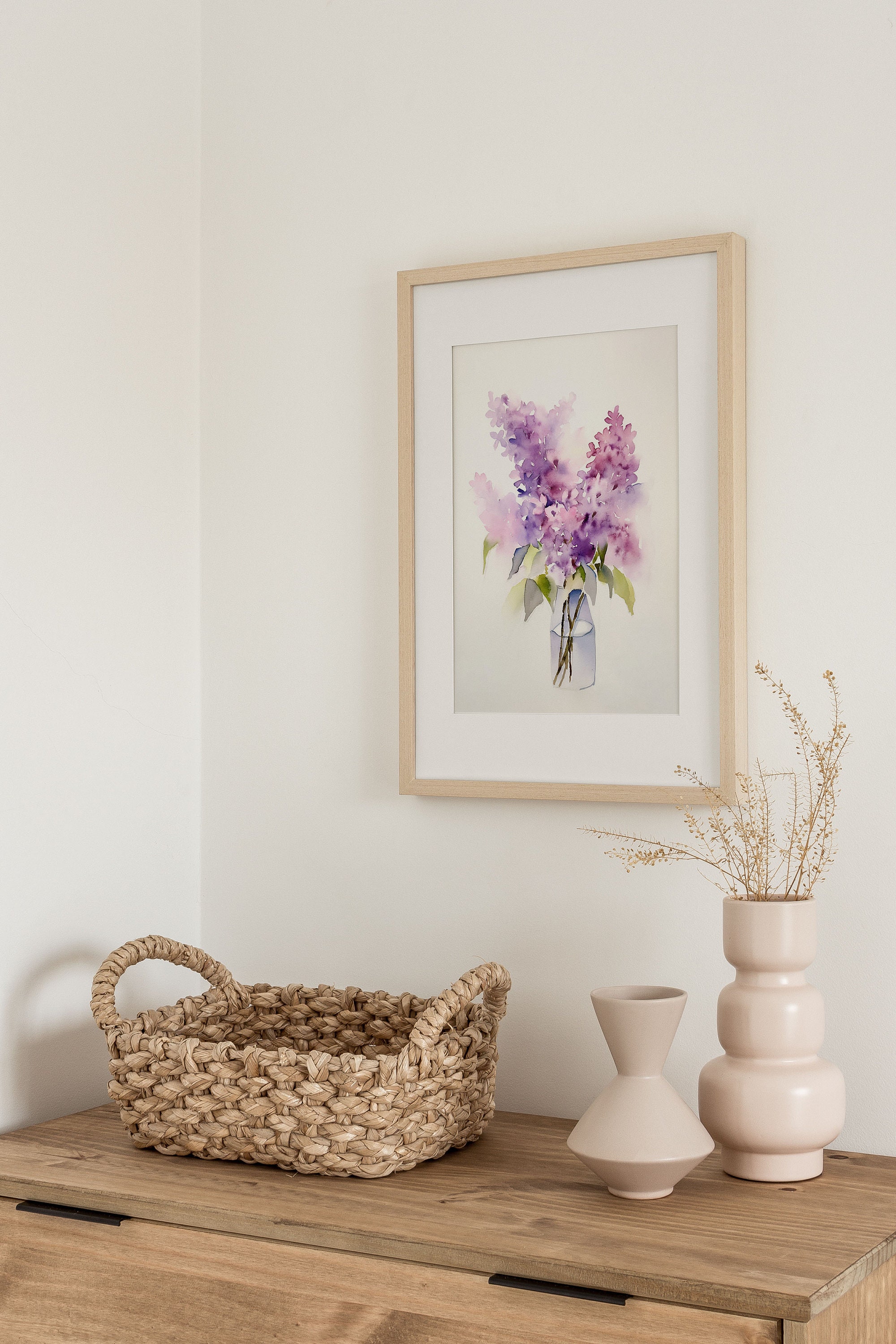 Lilac Painting Floral Watercolor Print Purple Flowers Wal Art Botanical ...