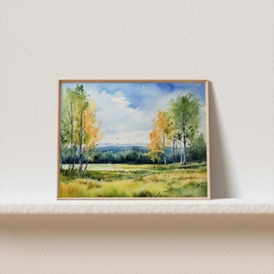 Aspen Painting Colorado Art Print Birch Watercolor Landscape Mountain Forest Wall Art Fall Poster image 6
