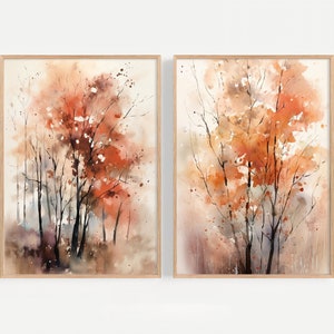 Herbst Bäume 2er Set Kunstdrucke Herbst Wald Herbst Idaho Landschaft Wand Kunst Beruhigender Wald Fine Art Print