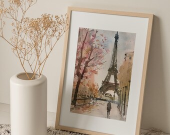 エッフェル塔の絵画 パリ 水彩画 アートプリント フランス 都市景観