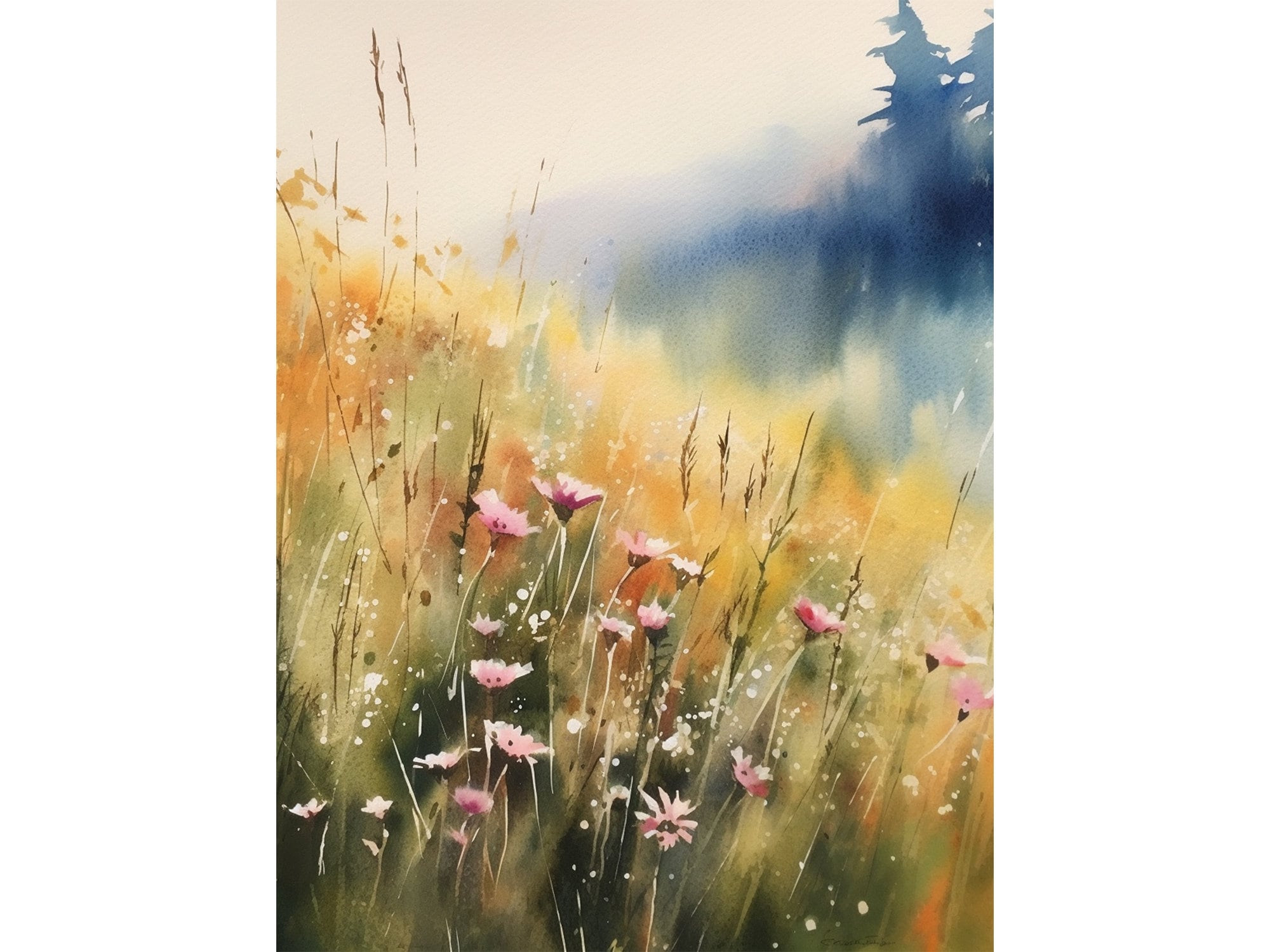 Wildflowers Watercolor Vermont Art Print Mountain Flowers