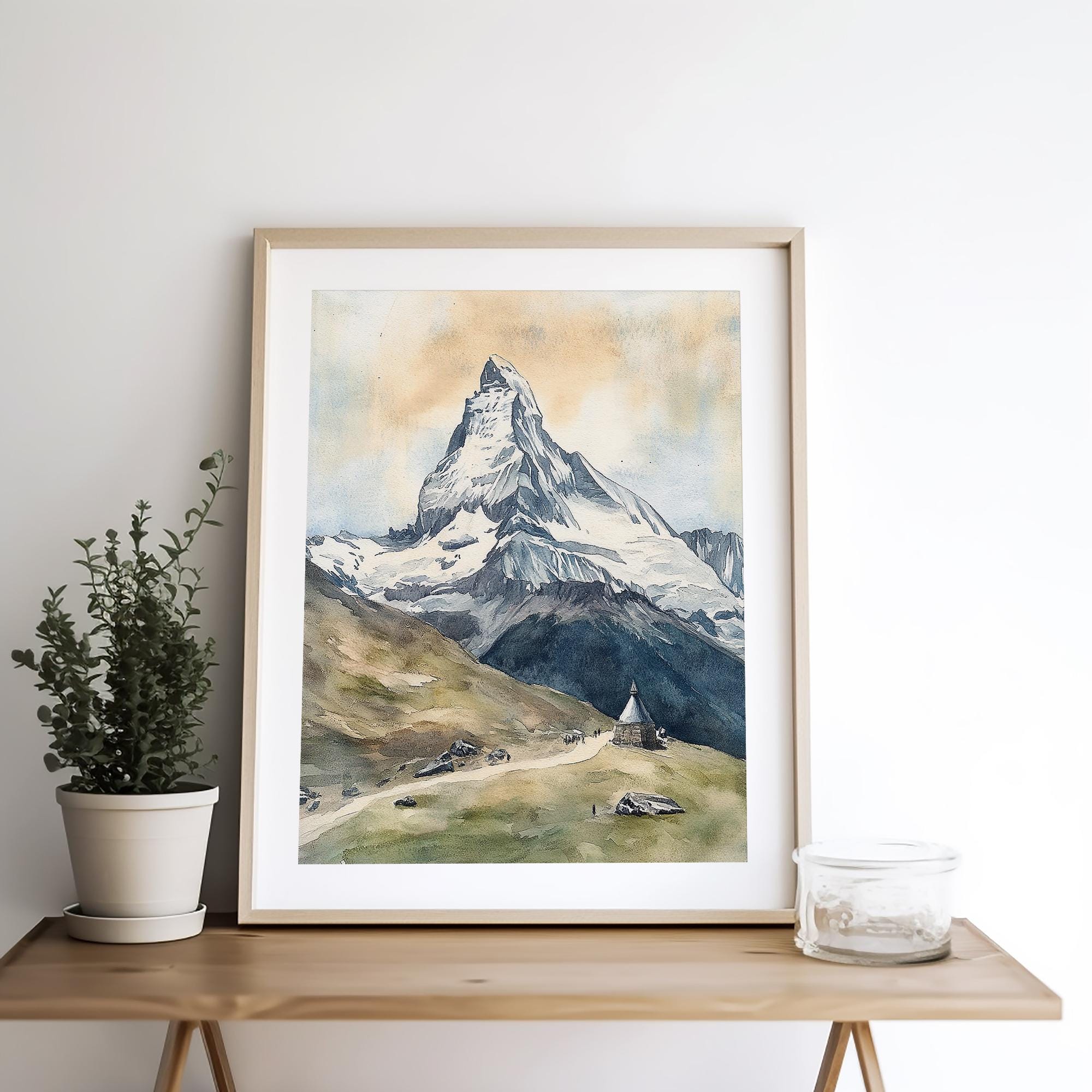 Switzerland Painting Pennine Alps Watercolor Art Print Matterhorn