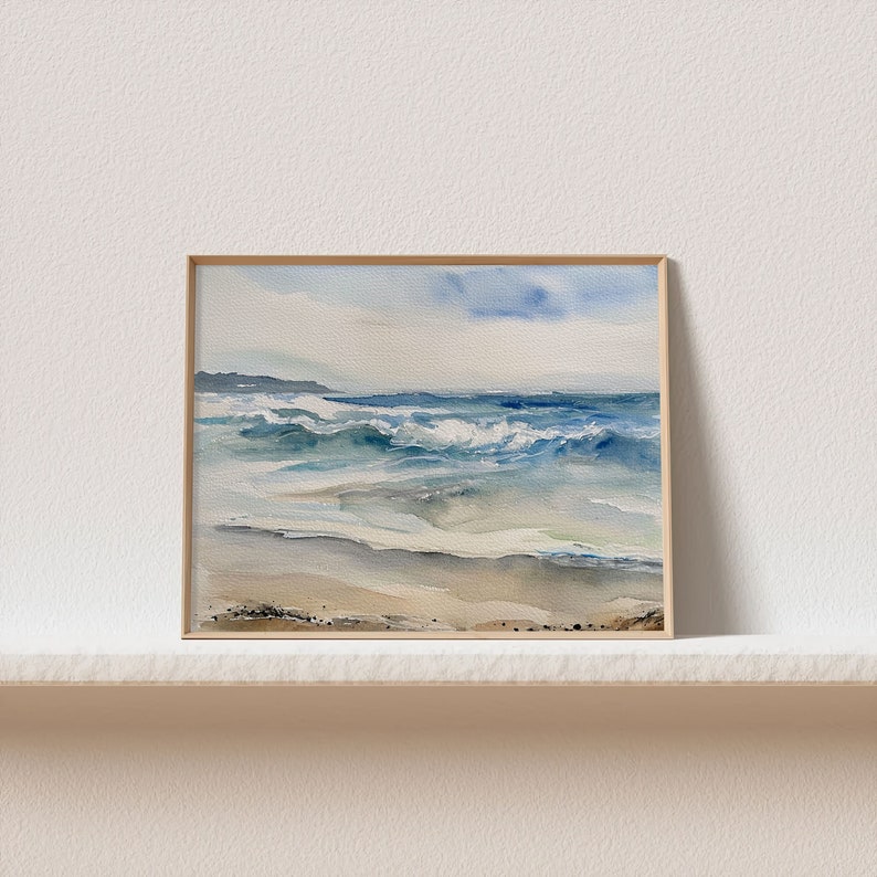 Ocean Art Print Abstract Watercolor Painting Waves Wall Art Beach ...
