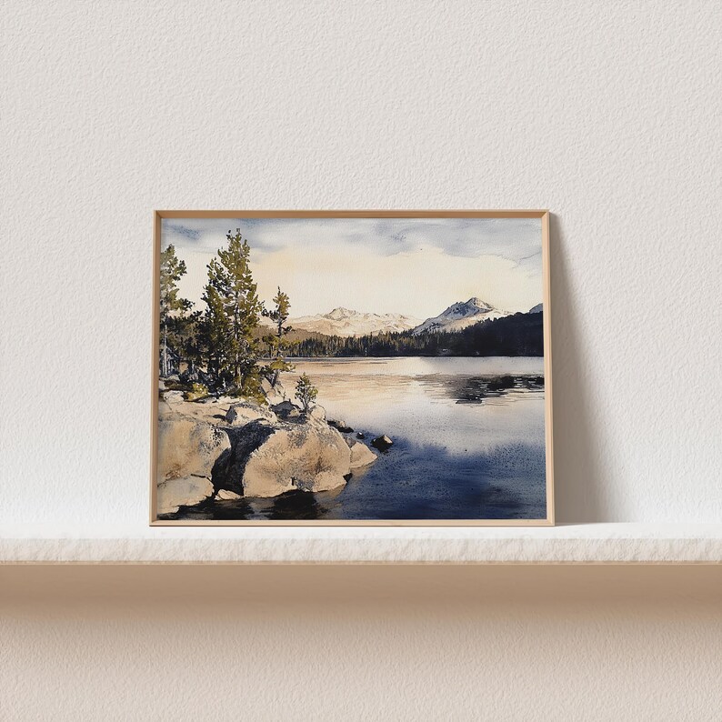 Lake Alpine Print Mountain Lake Landscape Wall Art California ...