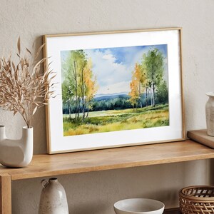 Aspen Painting Colorado Art Print Birch Watercolor Landscape Mountain Forest Wall Art Fall Poster image 2