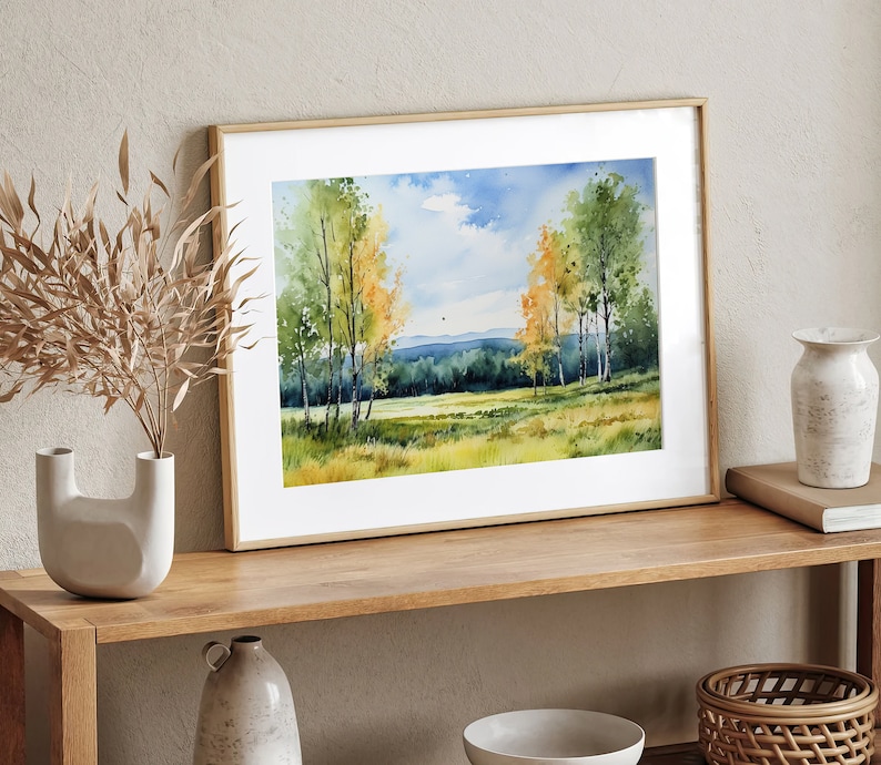 Aspen Painting Colorado Art Print Birch Watercolor Landscape Mountain Forest Wall Art Fall Poster image 2