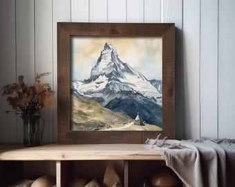 スイス絵画 ペニンアルプス 水彩画 アートプリント マッターホルン