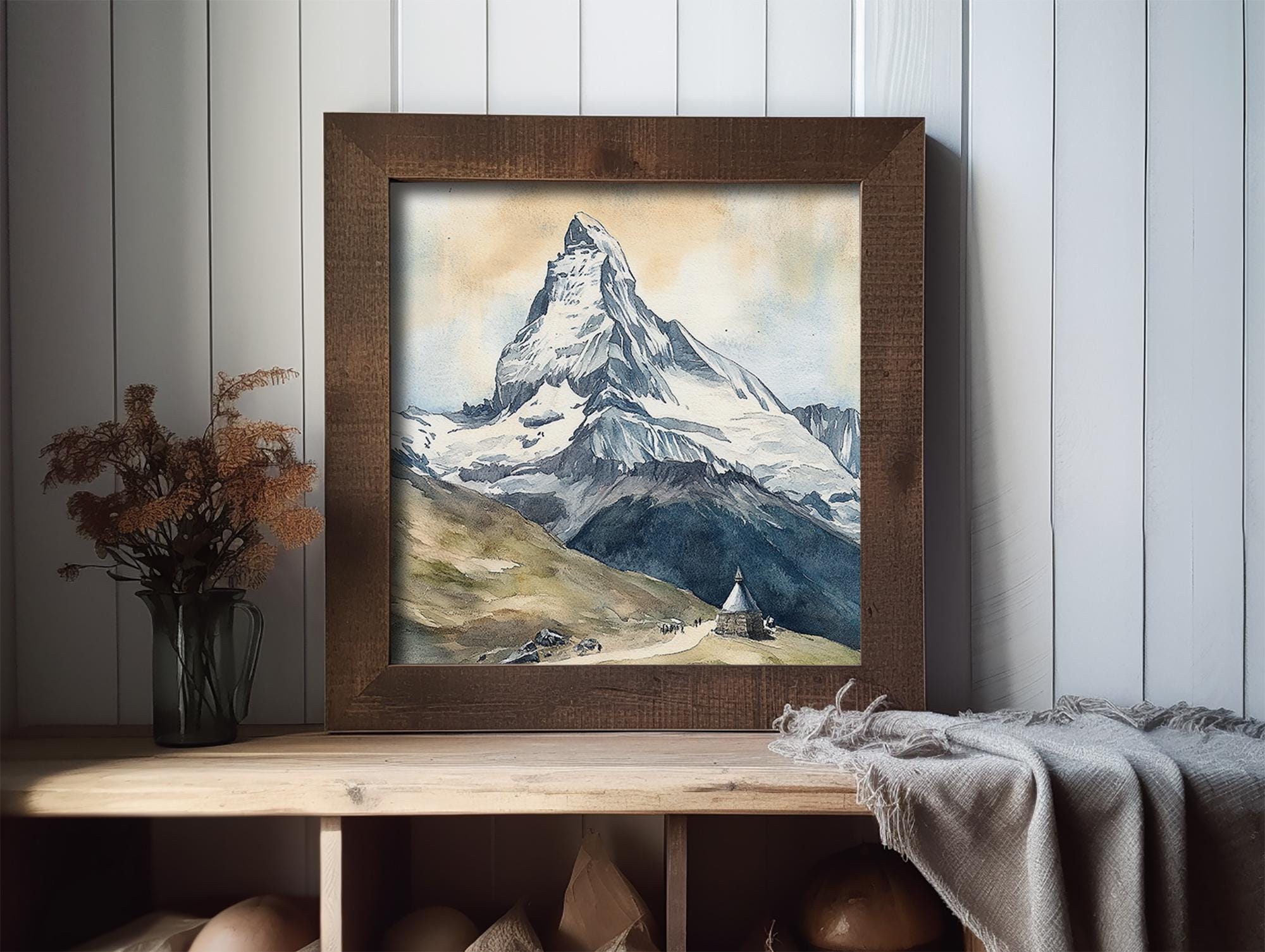Switzerland Painting Pennine Alps Watercolor Art Print Matterhorn