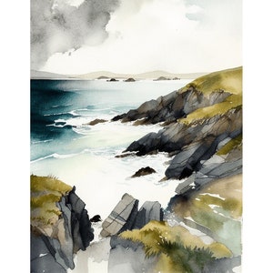 Ireland Painting Cliffs of Moher Watercolor Art Print Irish Landscape Wall Art Coastline Print Seascape Artwork Irish Gift