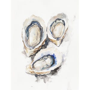 Oysters Painting Oyster Shell Watercolor Art Print Coastal Decor Earth Tone Wall Art Sea Shell Art